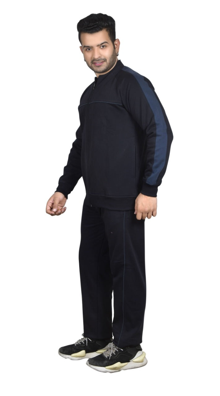 Warm Cotton Fleece Track Suit For Men For Winter Wear With Full Zipper