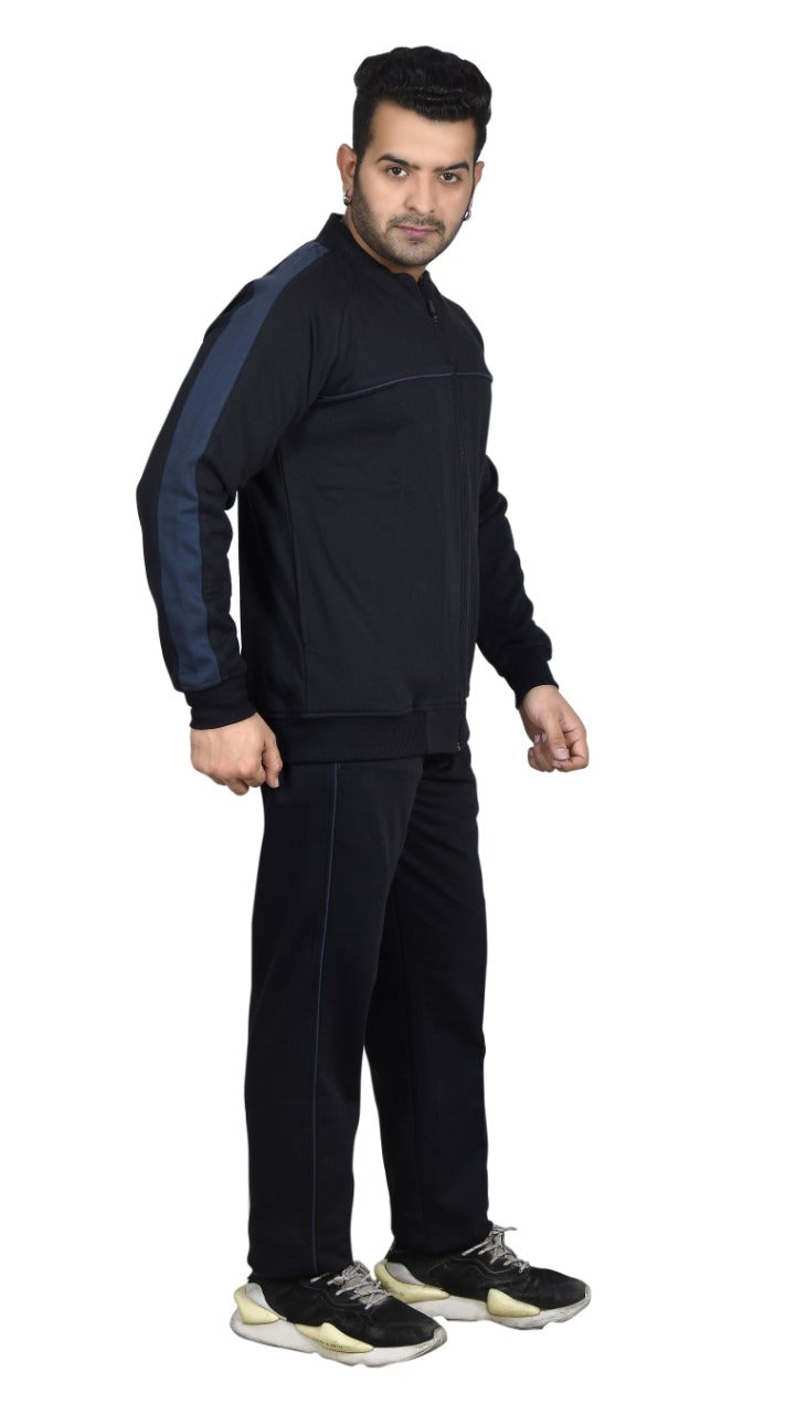 Warm Cotton Fleece Track Suit For Men For Winter Wear With Full Zipper