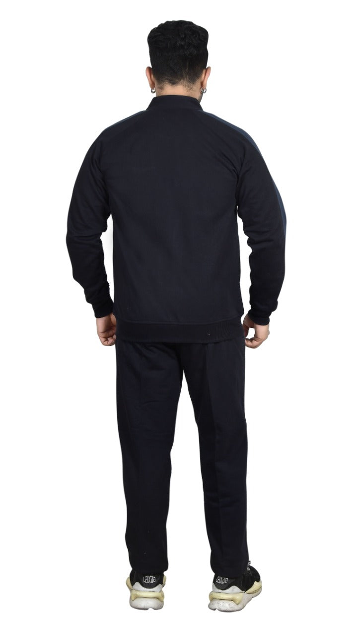 Warm Cotton Fleece Track Suit For Men For Winter Wear With Full Zipper