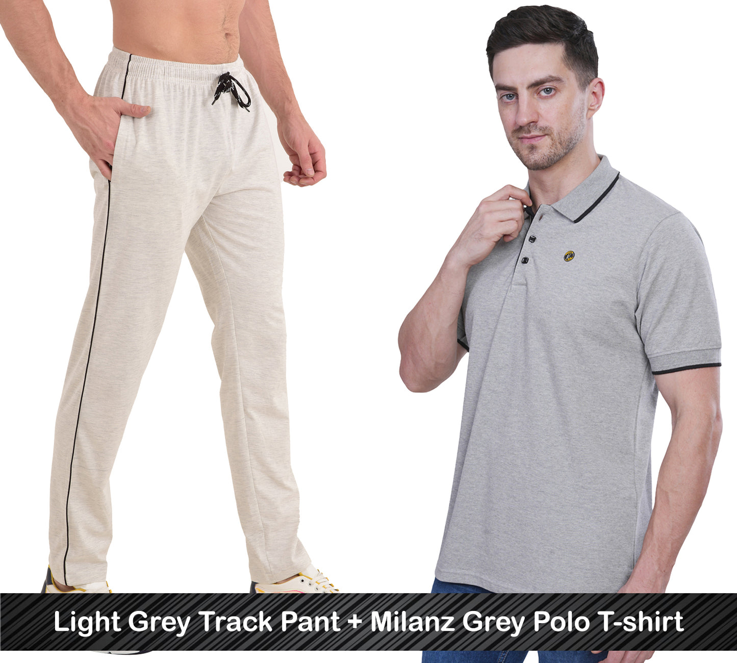 Combo - Cotton Polo T-shirt & Track Pants for Men