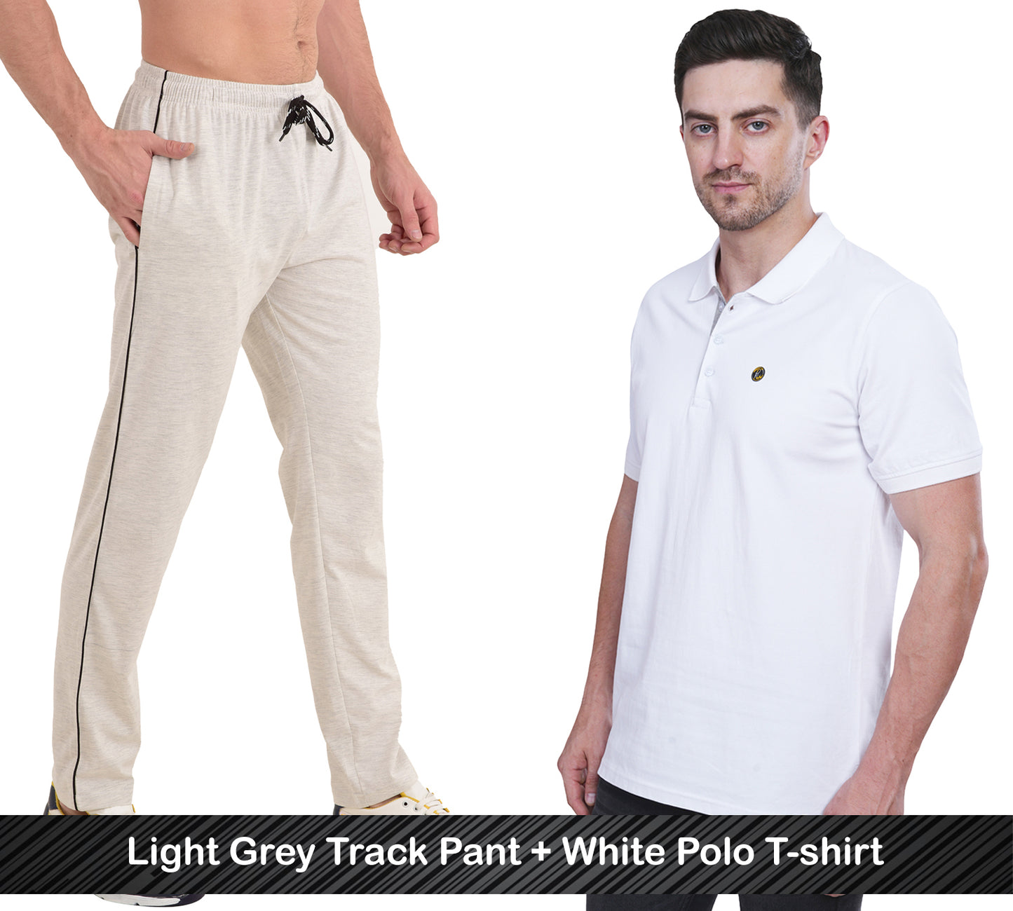 Combo - Cotton Polo T-shirt & Track Pants for Men