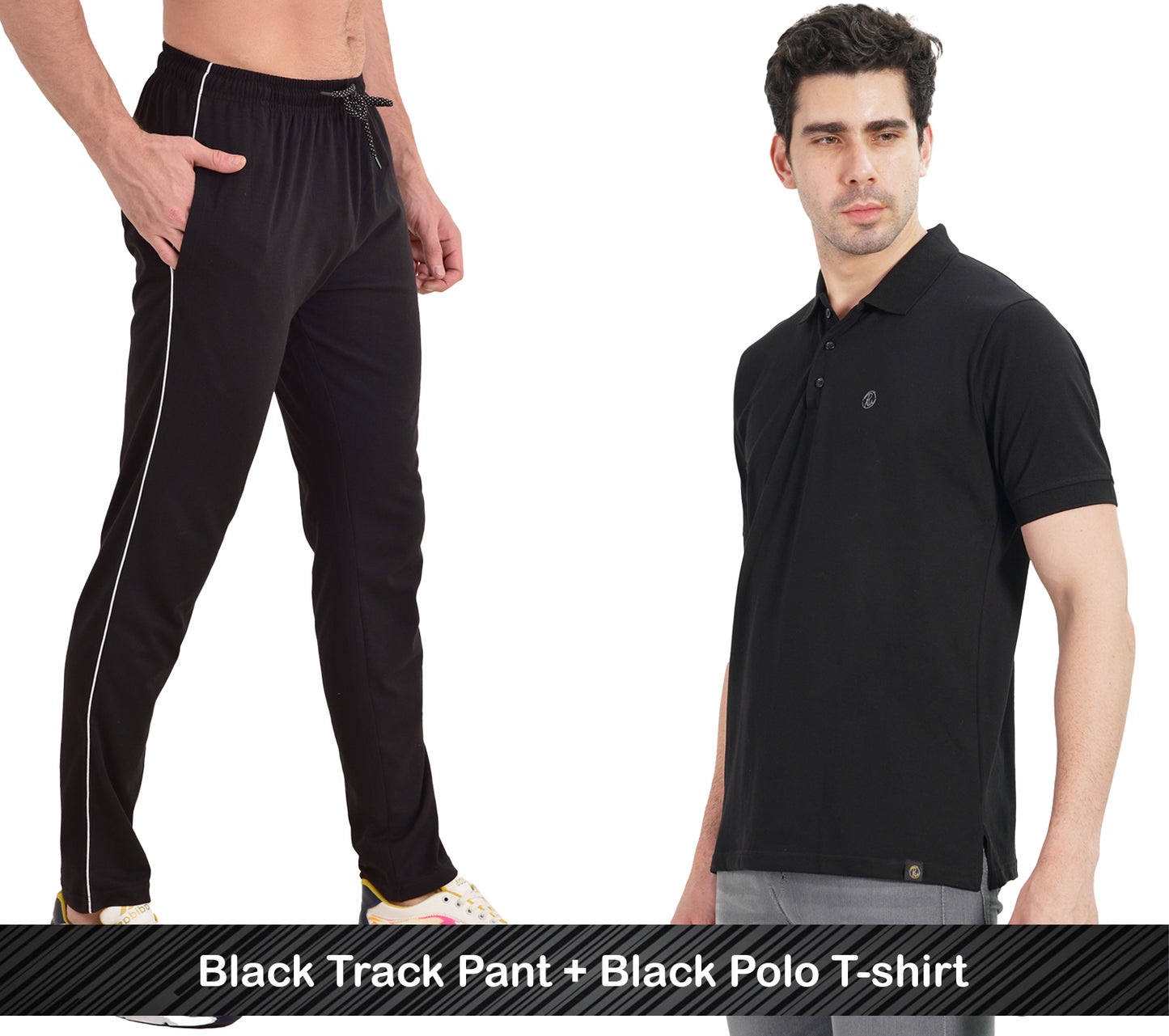 Combo - Cotton Polo T-shirt & Track Pants for Men