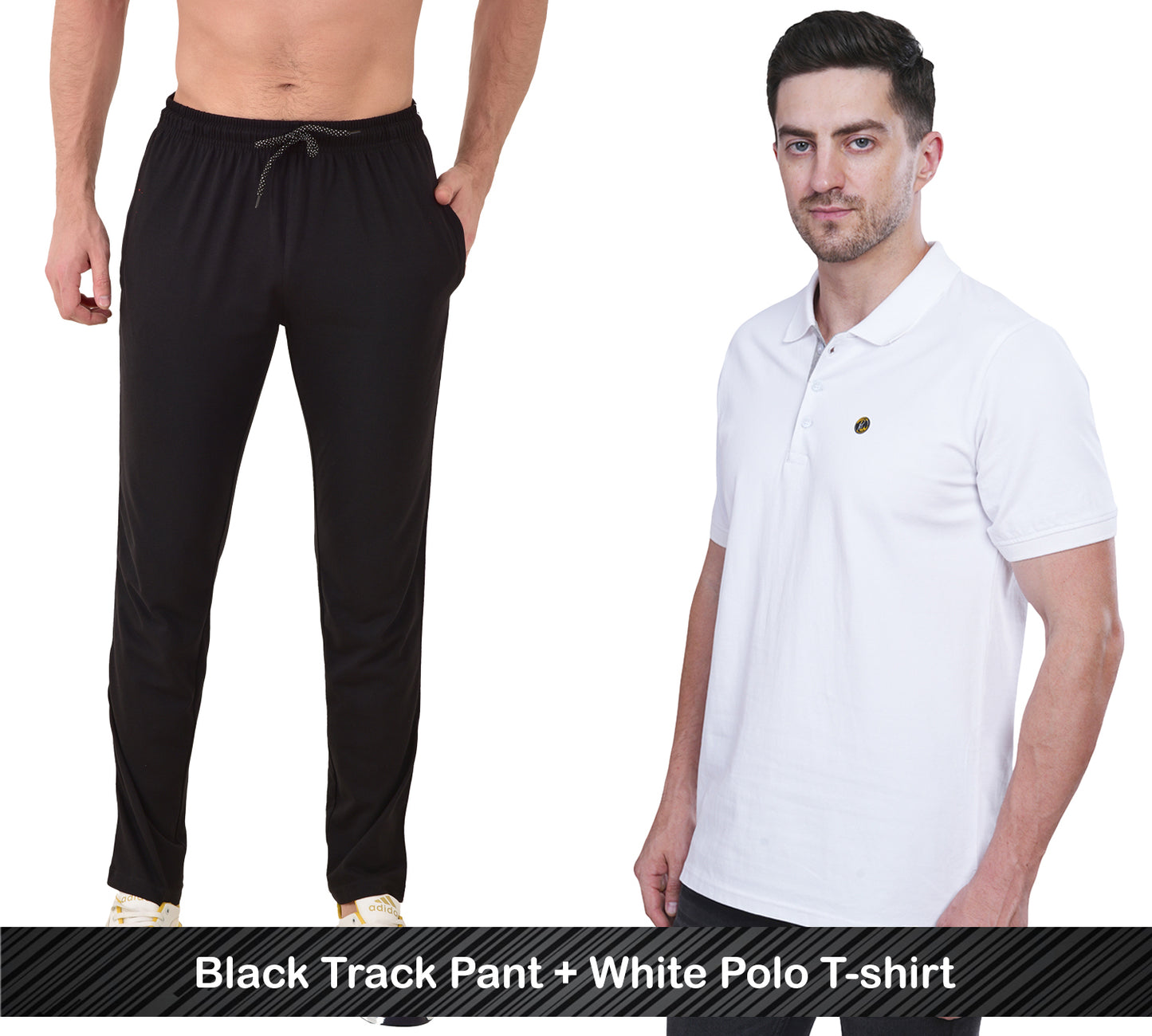 Combo - Cotton Polo T-shirt & Track Pants for Men