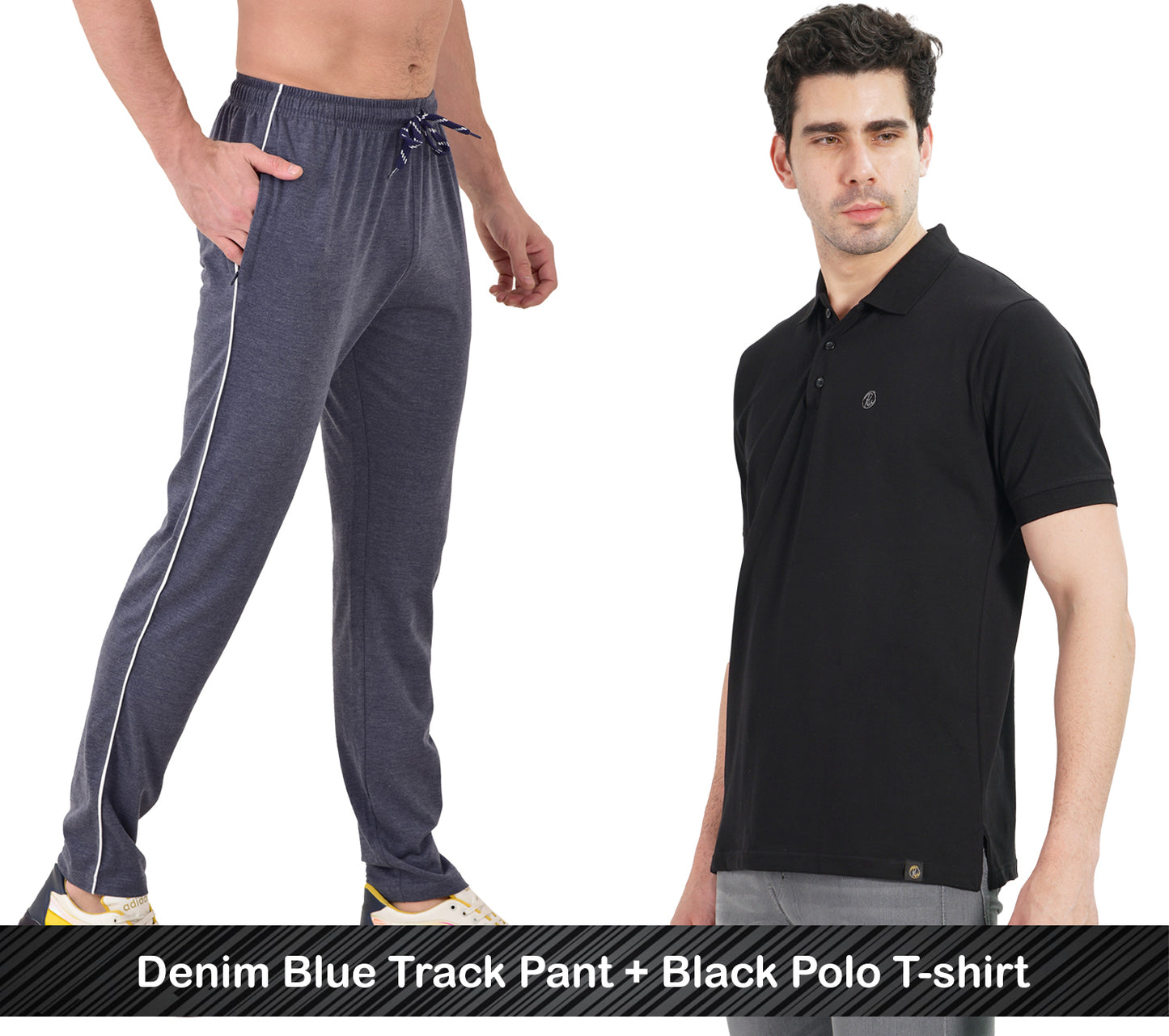 Combo - Cotton Polo T-shirt & Track Pants for Men