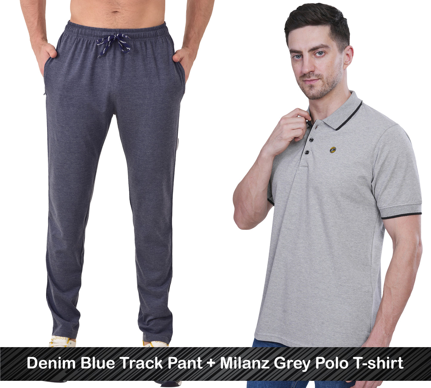 Combo - Cotton Polo T-shirt & Track Pants for Men
