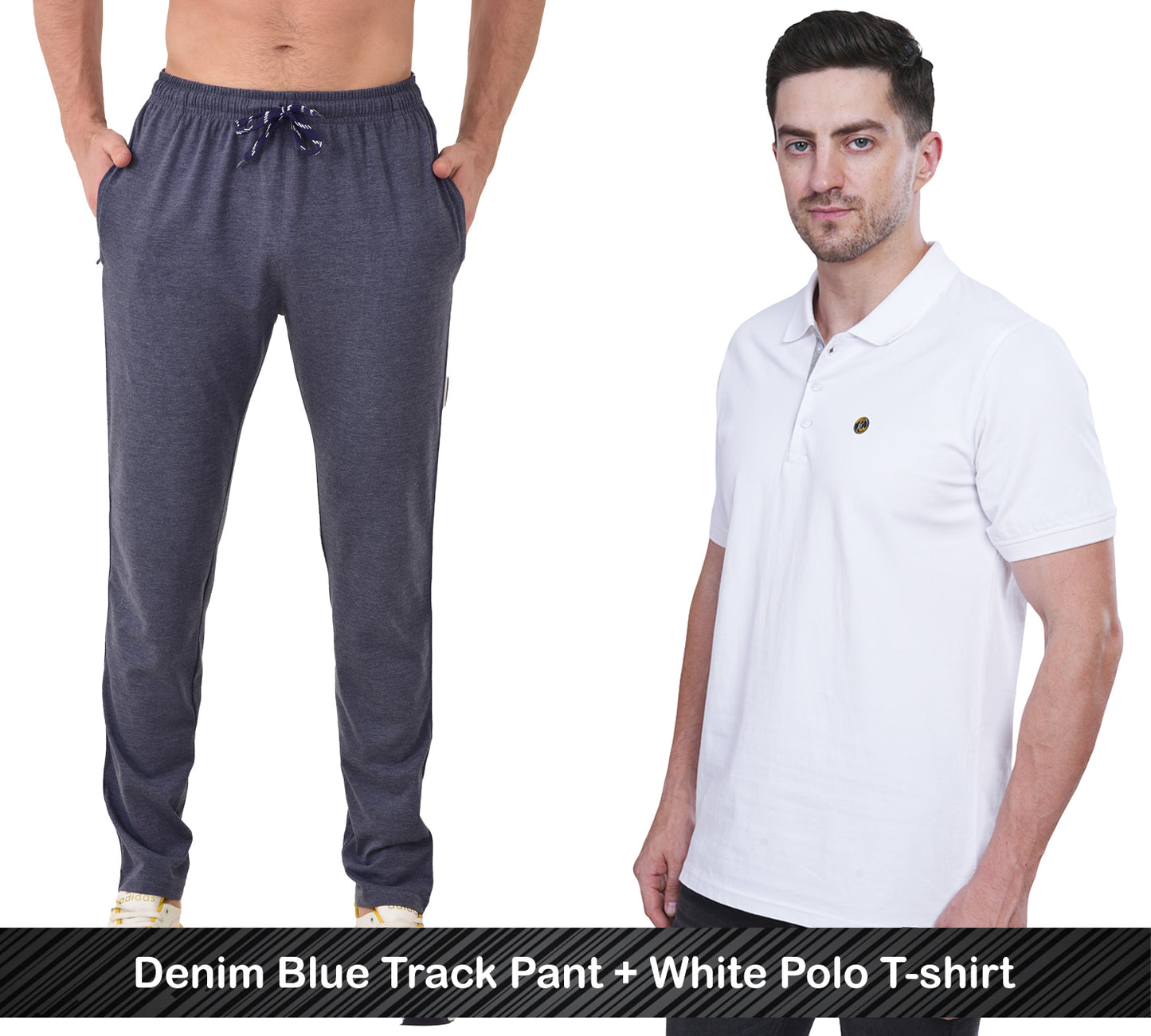 Combo - Cotton Polo T-shirt & Track Pants for Men