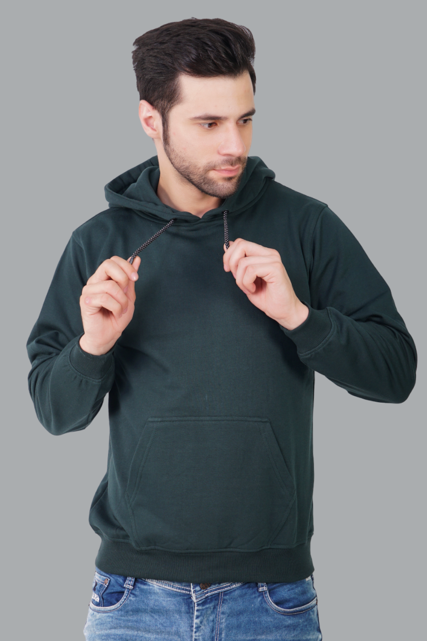 Cotton Fleece Hooded Hoodie for Winter with Stylish Kangaroo Pocket Full Sleeves Sweatshirt