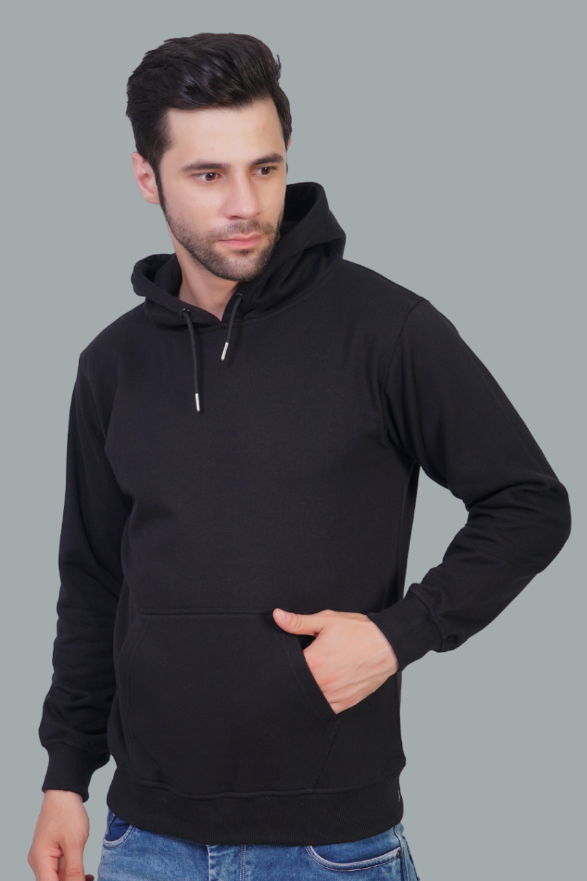 Cotton Fleece Hooded Hoodie for Winter with Stylish Kangaroo Pocket Full Sleeves Sweatshirt