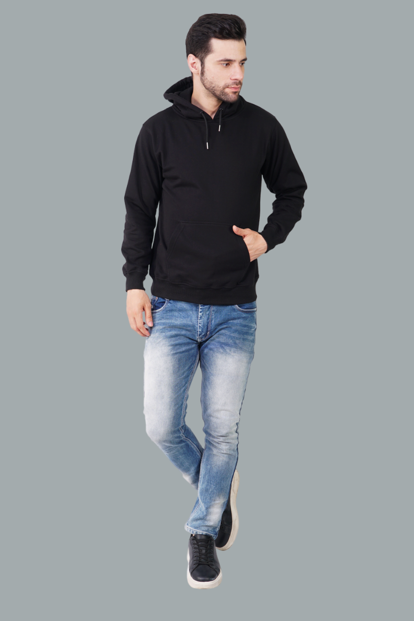 Cotton Fleece Hooded Hoodie for Winter with Stylish Kangaroo Pocket Full Sleeves Sweatshirt