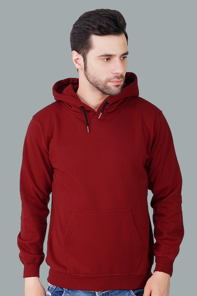 Cotton Fleece Hooded Hoodie for Winter with Stylish Kangaroo Pocket Full Sleeves Sweatshirt