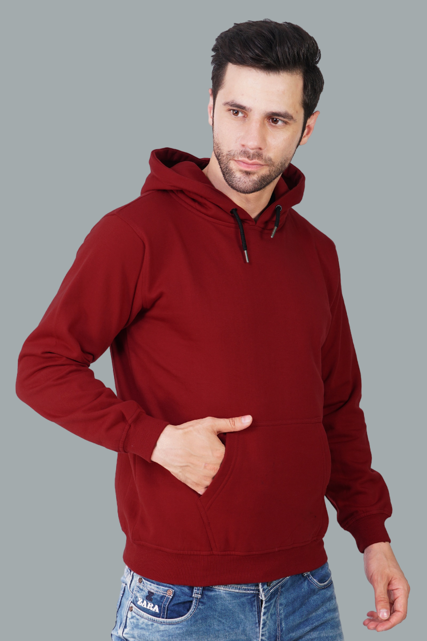 Cotton Fleece Hooded Hoodie for Winter with Stylish Kangaroo Pocket Full Sleeves Sweatshirt