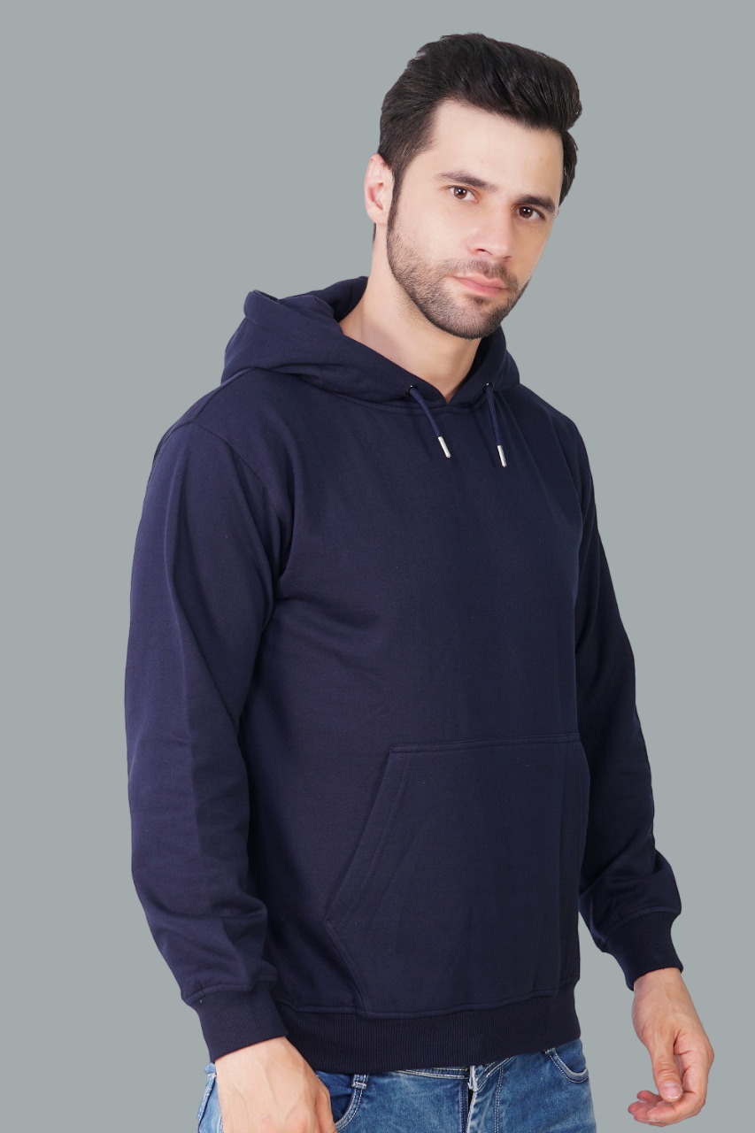 Cotton Fleece Hooded Hoodie for Winter with Stylish Kangaroo Pocket Full Sleeves Sweatshirt
