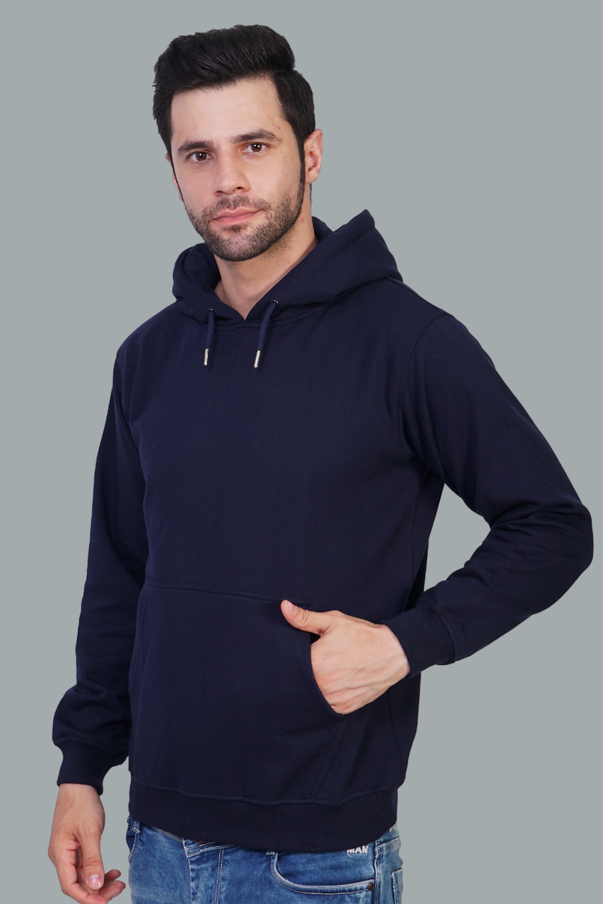 Cotton Fleece Hooded Hoodie for Winter with Stylish Kangaroo Pocket Full Sleeves Sweatshirt