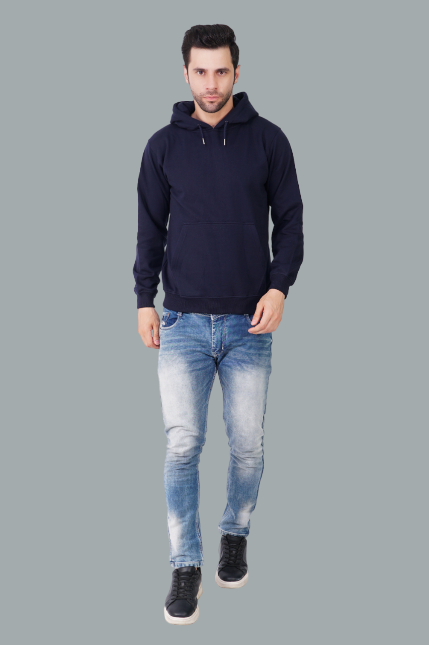 Cotton Fleece Hooded Hoodie for Winter with Stylish Kangaroo Pocket Full Sleeves Sweatshirt