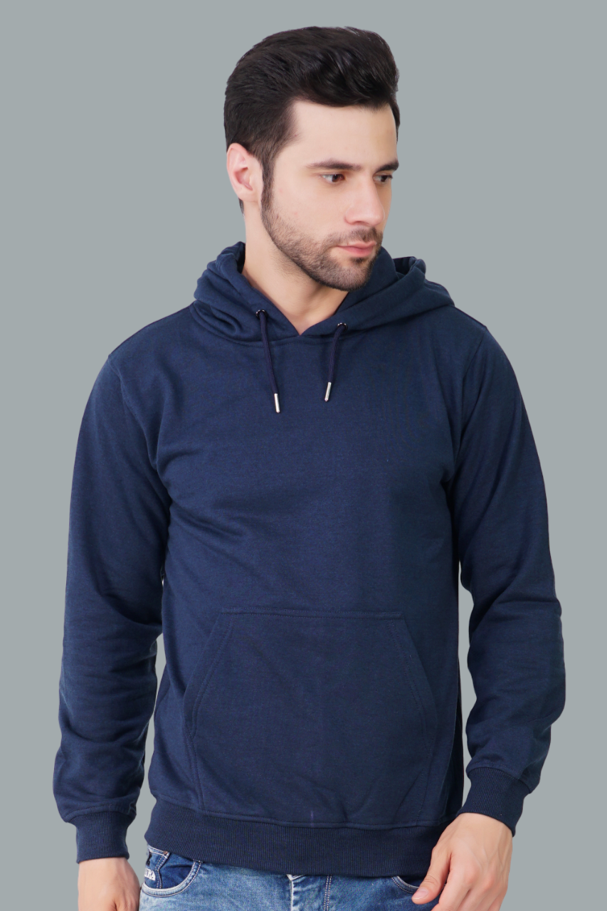 Cotton Fleece Hooded Hoodie for Winter with Stylish Kangaroo Pocket Full Sleeves Sweatshirt