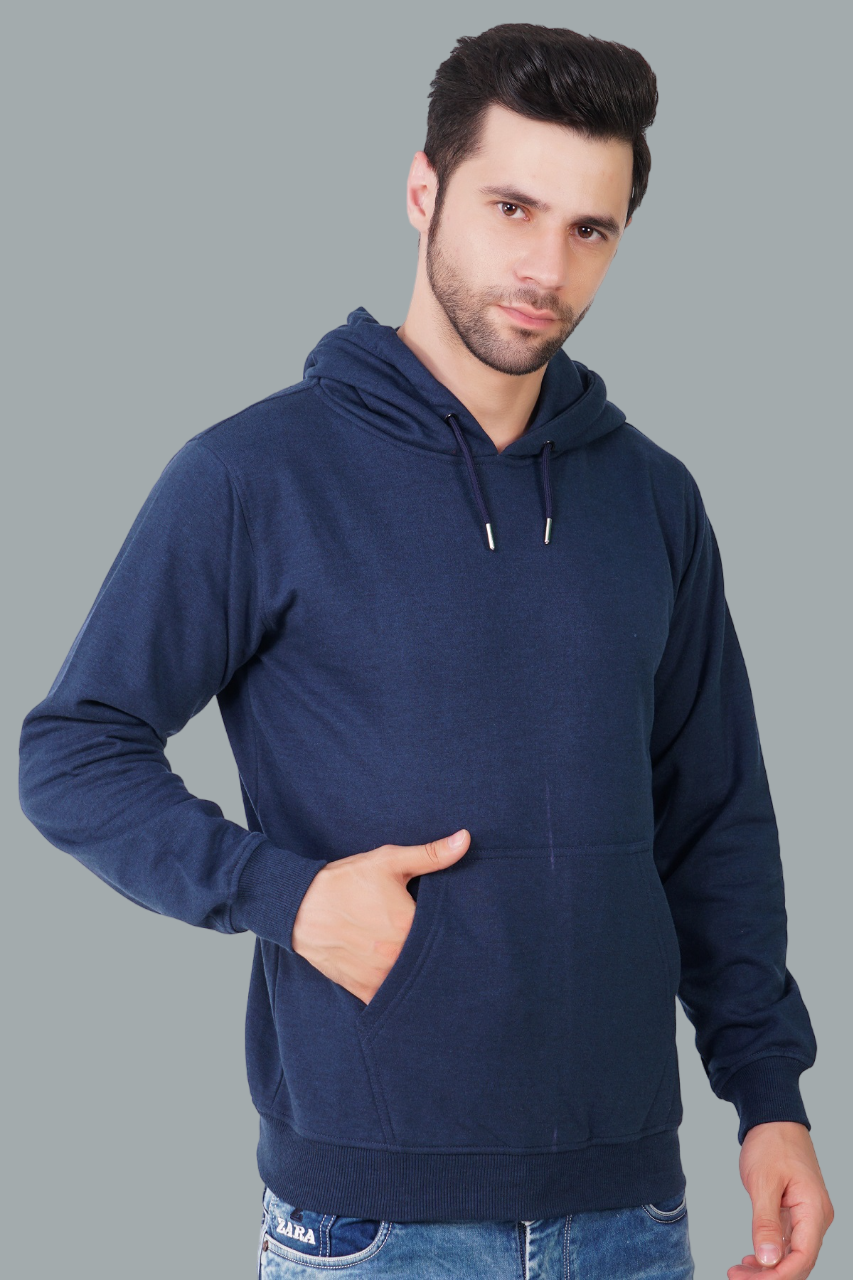Cotton Fleece Hooded Hoodie for Winter with Stylish Kangaroo Pocket Full Sleeves Sweatshirt