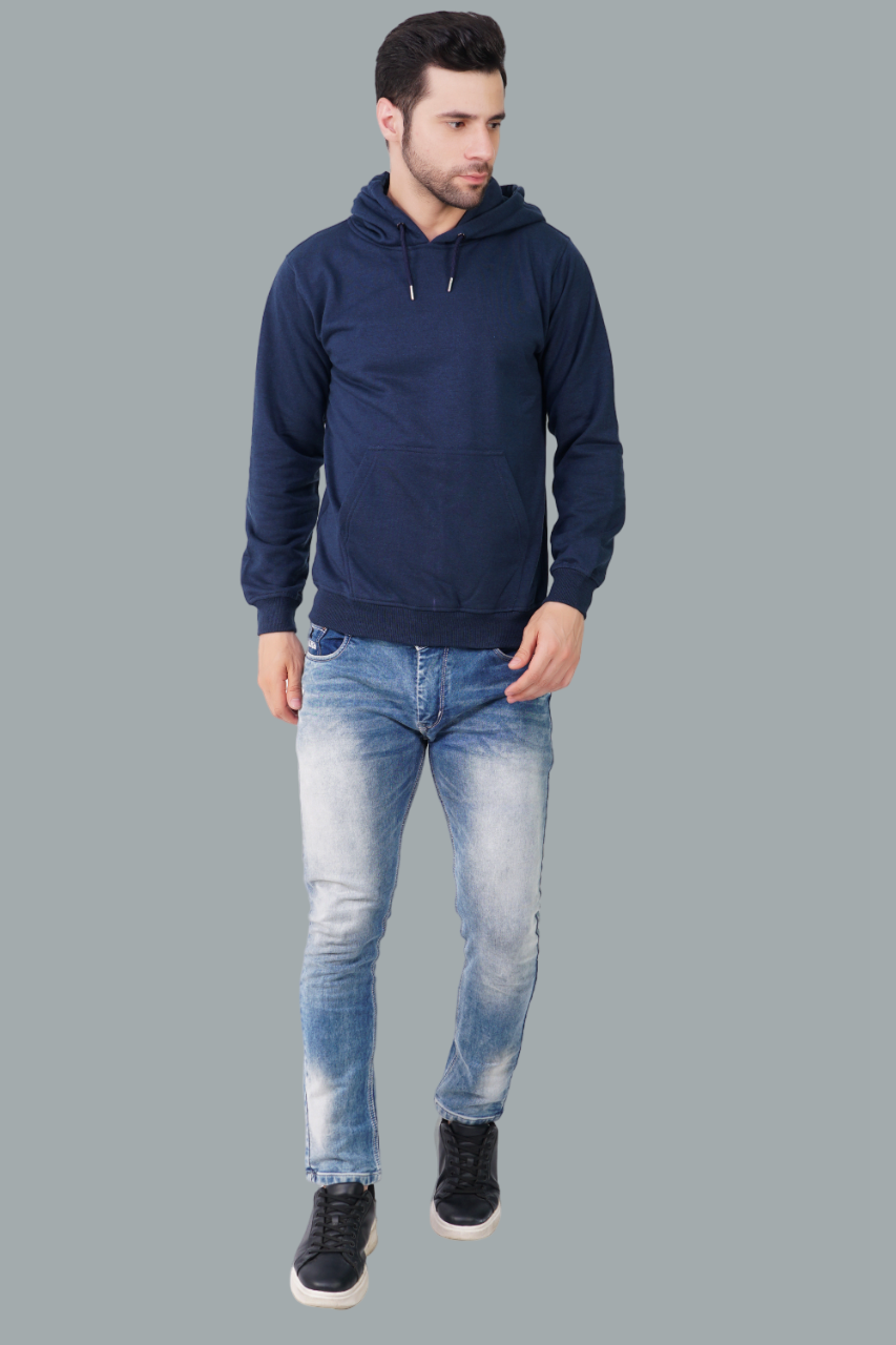 Cotton Fleece Hooded Hoodie for Winter with Stylish Kangaroo Pocket Full Sleeves Sweatshirt