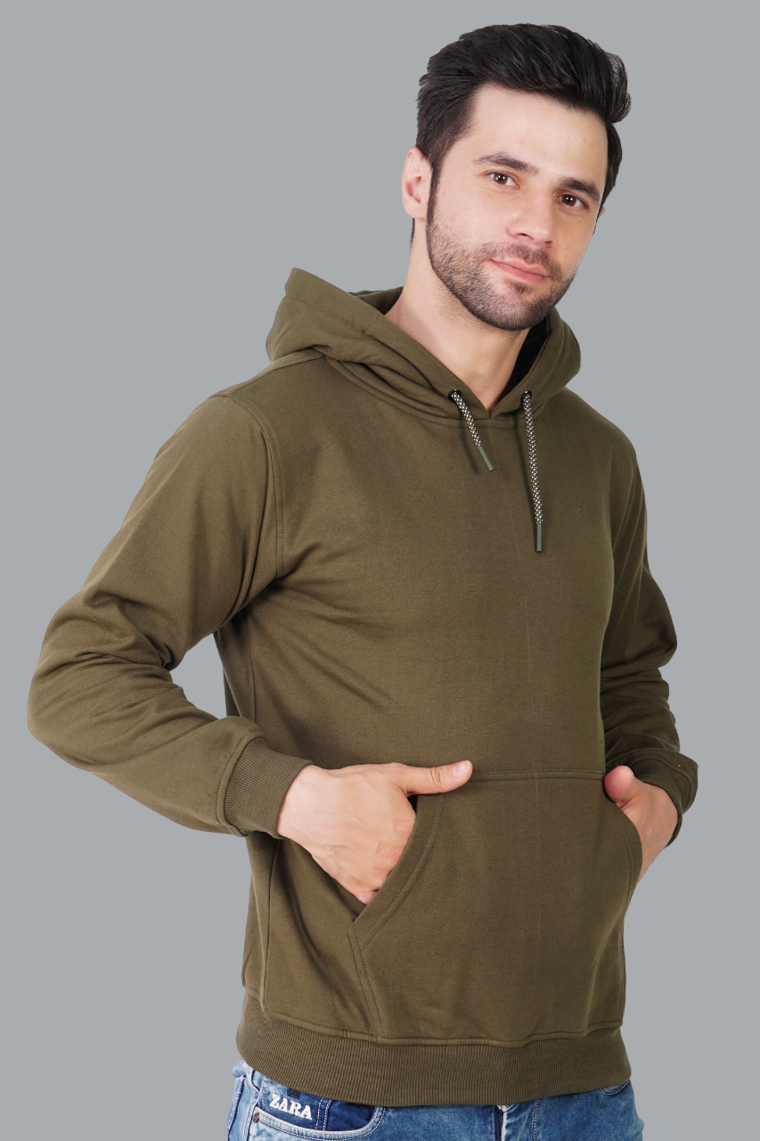 Cotton Fleece Hooded Hoodie for Winter with Stylish Kangaroo Pocket Full Sleeves Sweatshirt
