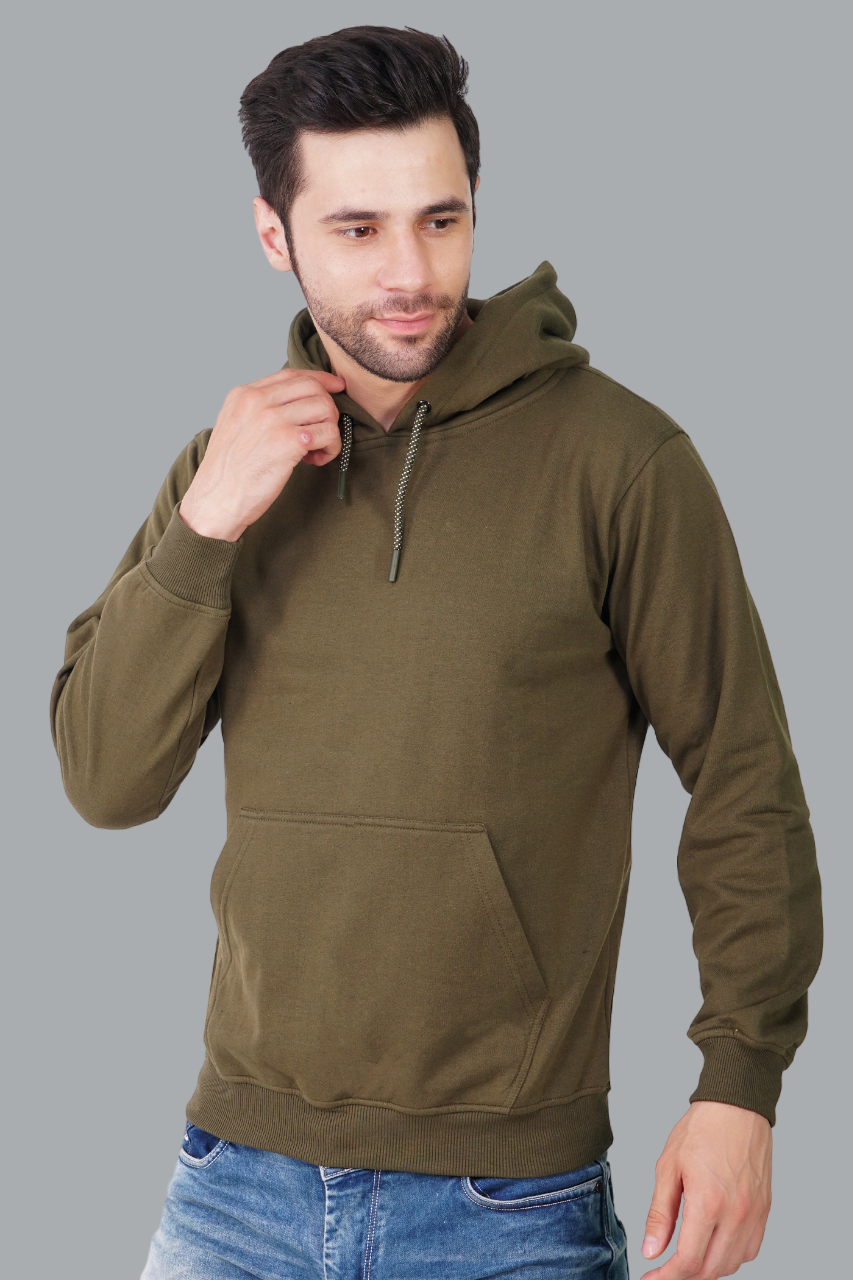Cotton Fleece Hooded Hoodie for Winter with Stylish Kangaroo Pocket Full Sleeves Sweatshirt