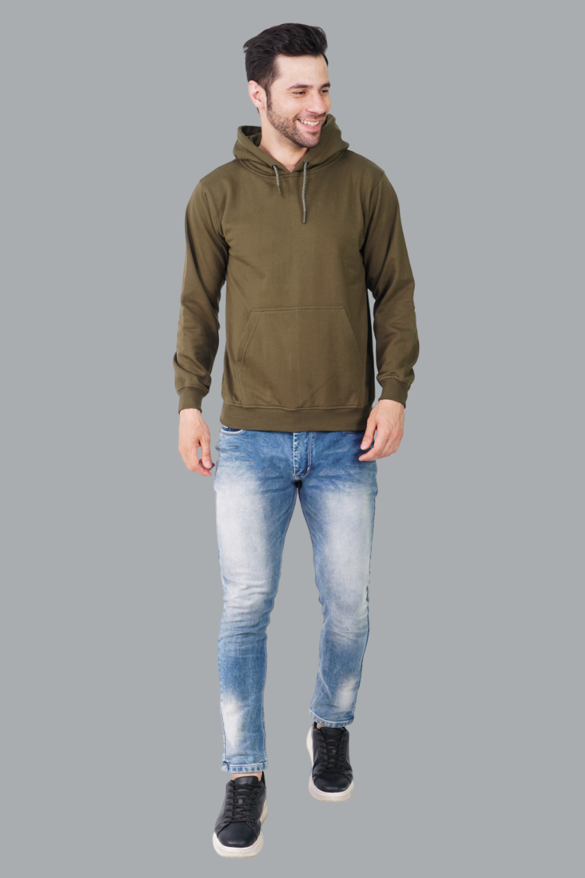 Cotton Fleece Hooded Hoodie for Winter with Stylish Kangaroo Pocket Full Sleeves Sweatshirt