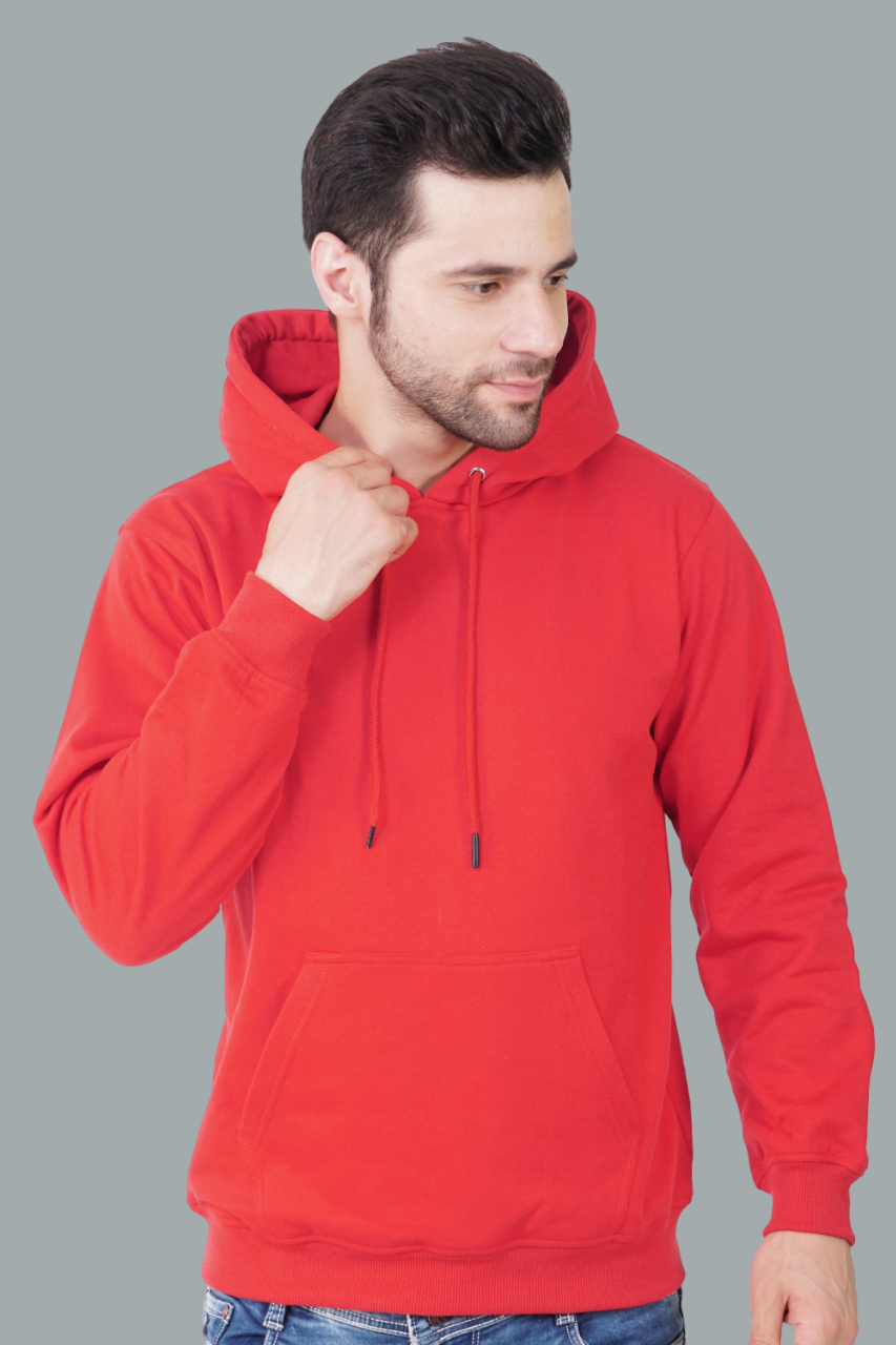 Cotton Fleece Hooded Hoodie for Winter with Stylish Kangaroo Pocket Full Sleeves Sweatshirt