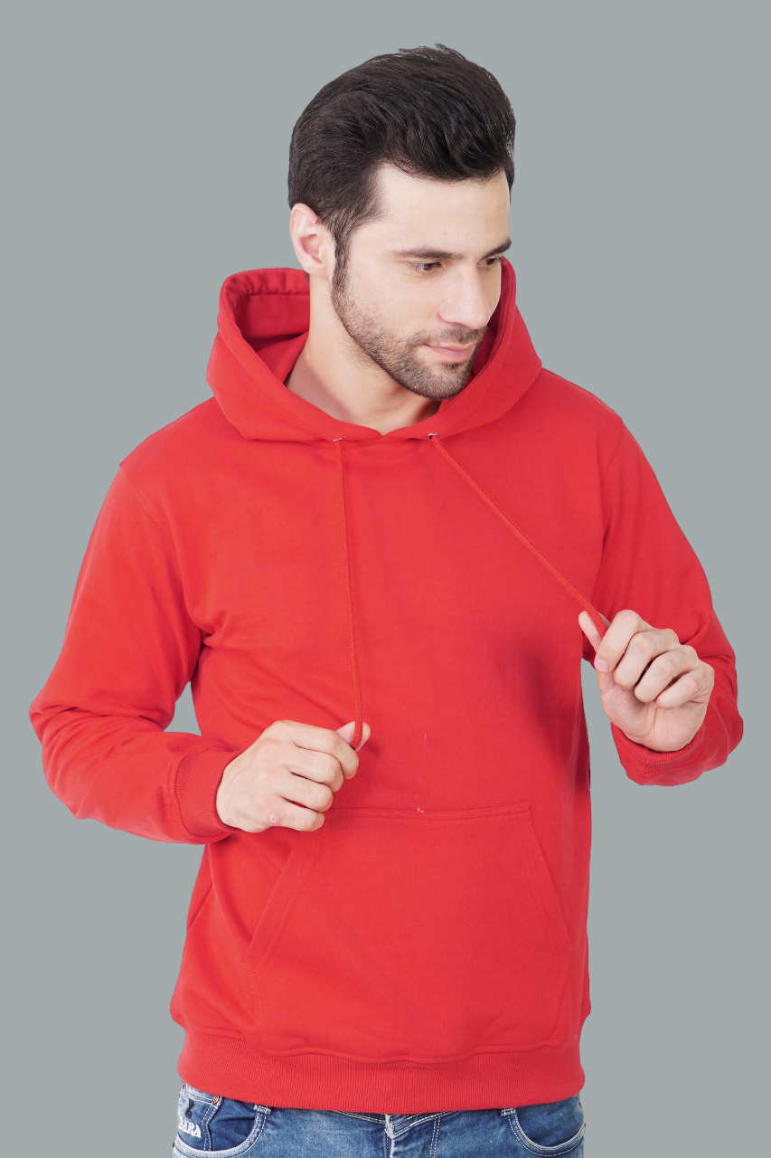 Cotton Fleece Hooded Hoodie for Winter with Stylish Kangaroo Pocket Full Sleeves Sweatshirt