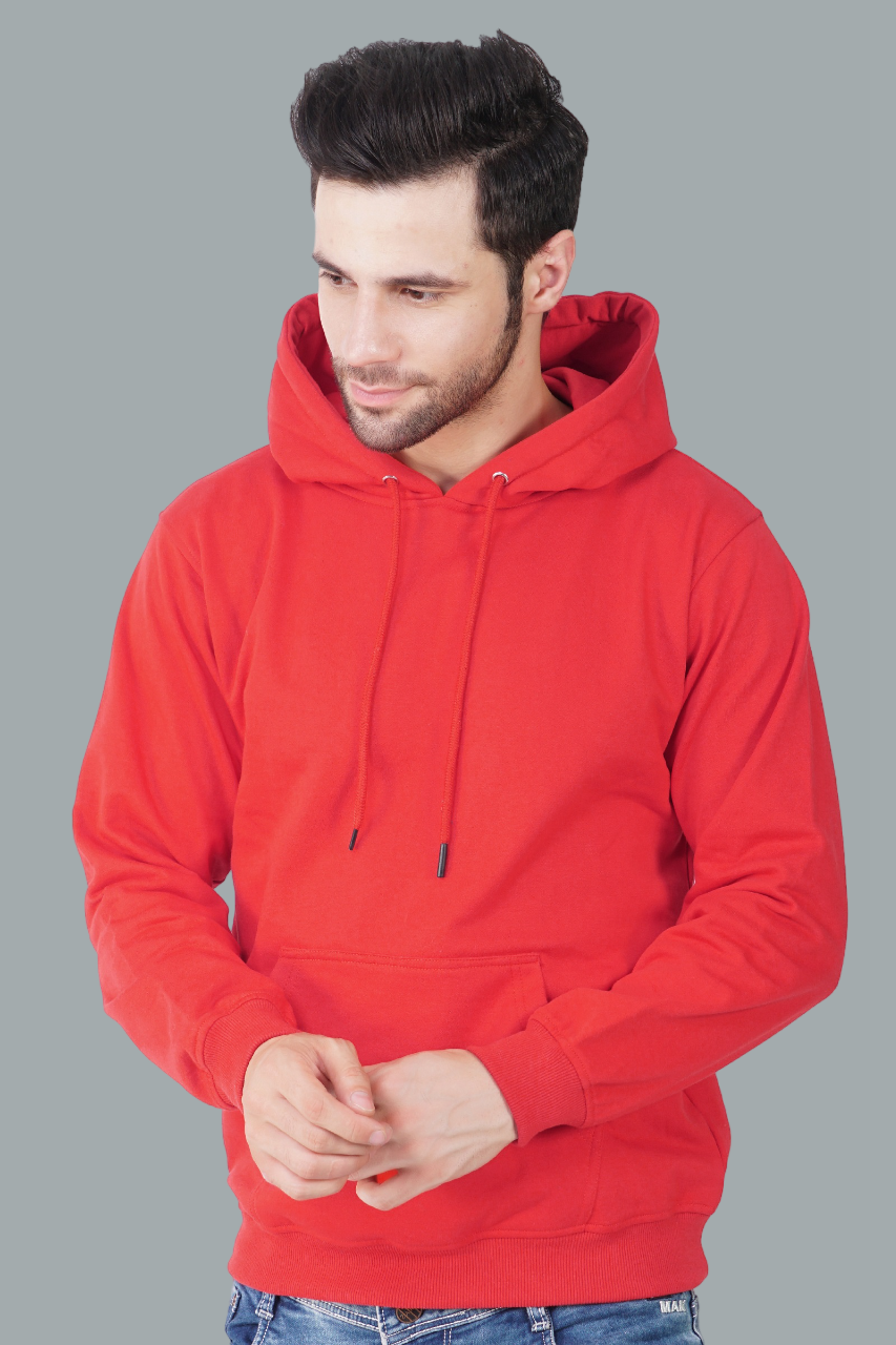 Cotton Fleece Hooded Hoodie for Winter with Stylish Kangaroo Pocket Full Sleeves Sweatshirt