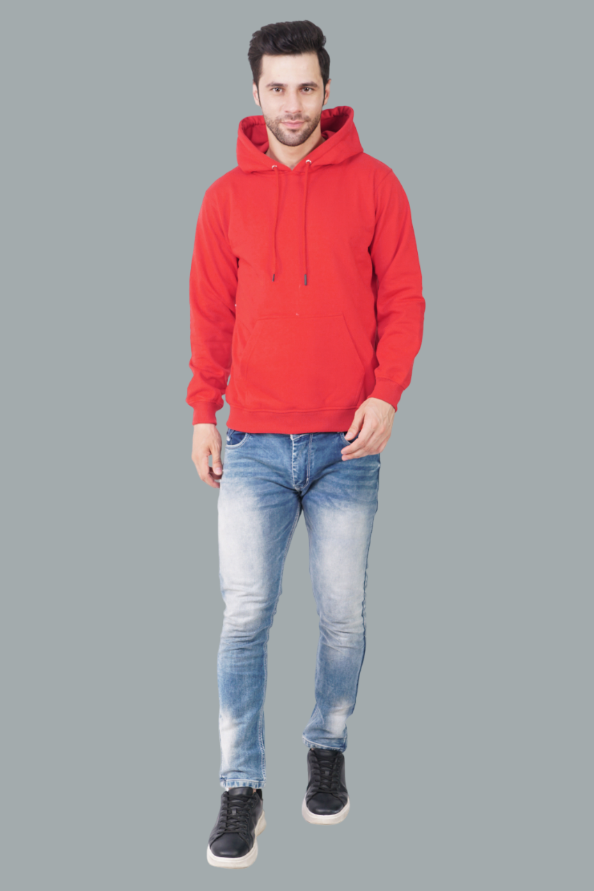 Cotton Fleece Hooded Hoodie for Winter with Stylish Kangaroo Pocket Full Sleeves Sweatshirt