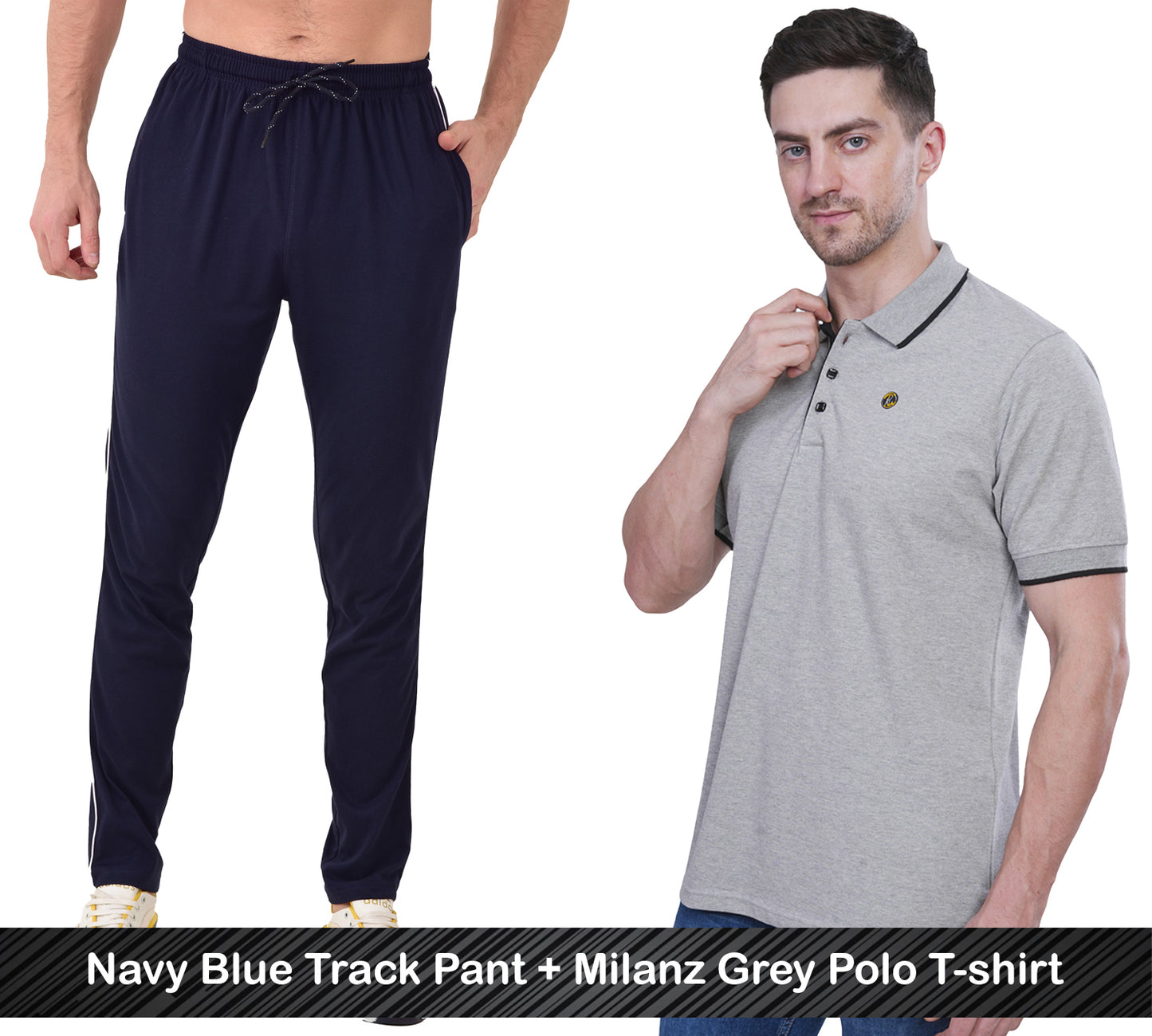 Combo - Cotton Polo T-shirt & Track Pants for Men