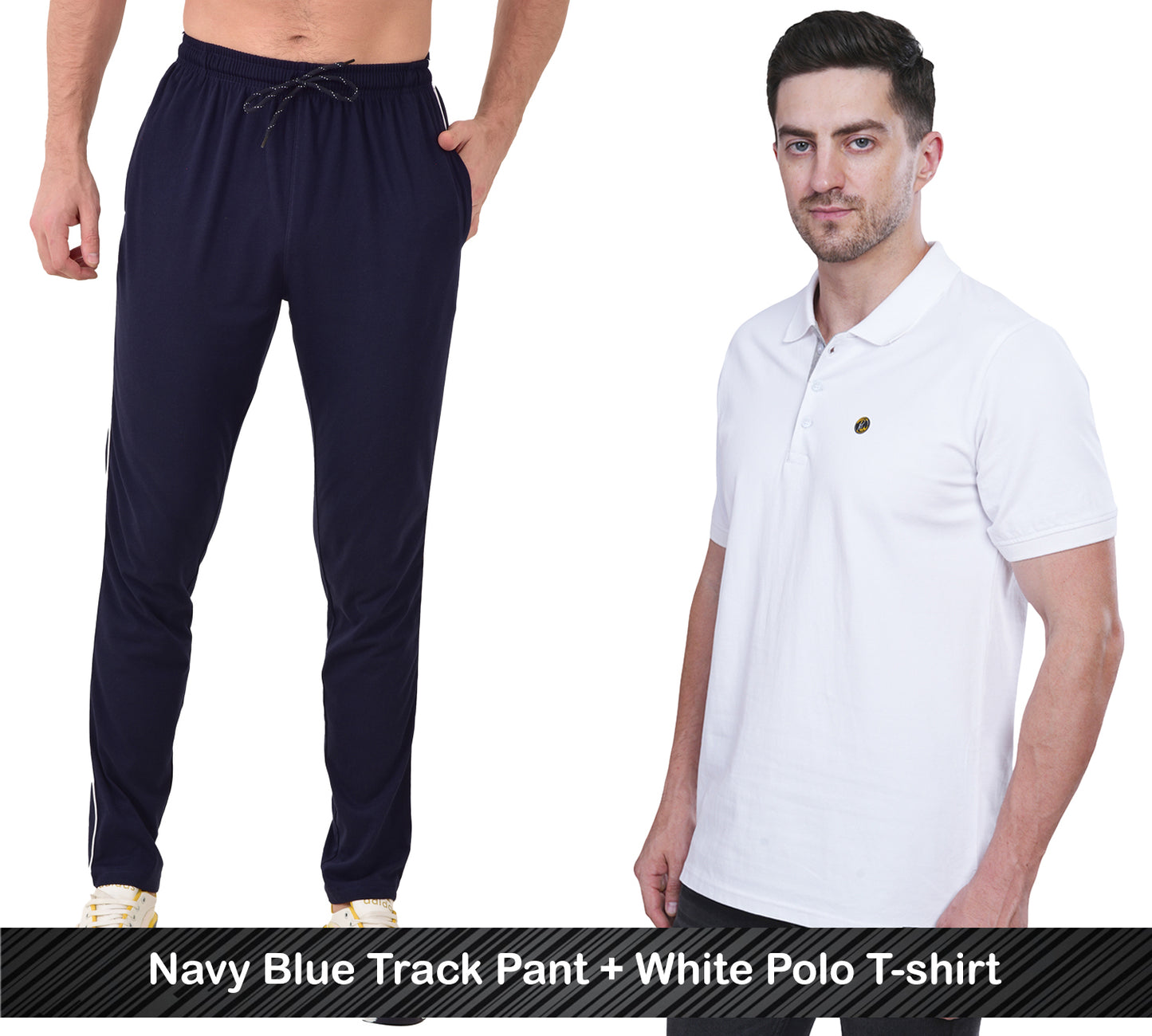 Combo - Cotton Polo T-shirt & Track Pants for Men