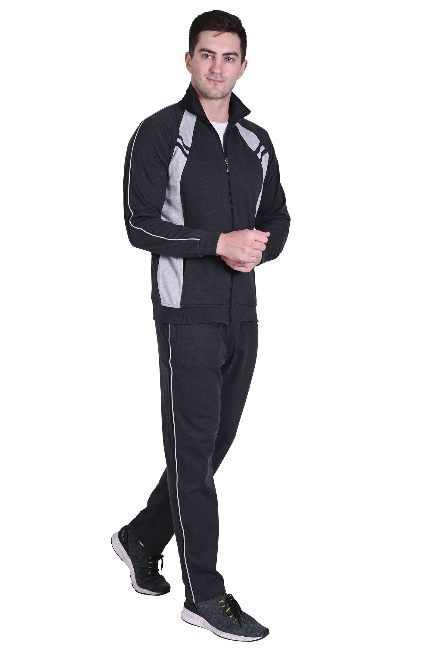 Warm Cotton Fleece Track Suit For Men For Winter Wear With Full Zipper