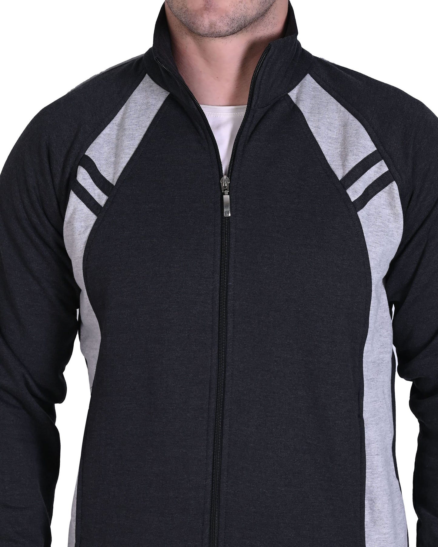 Warm Cotton Fleece Track Suit For Men For Winter Wear With Full Zipper