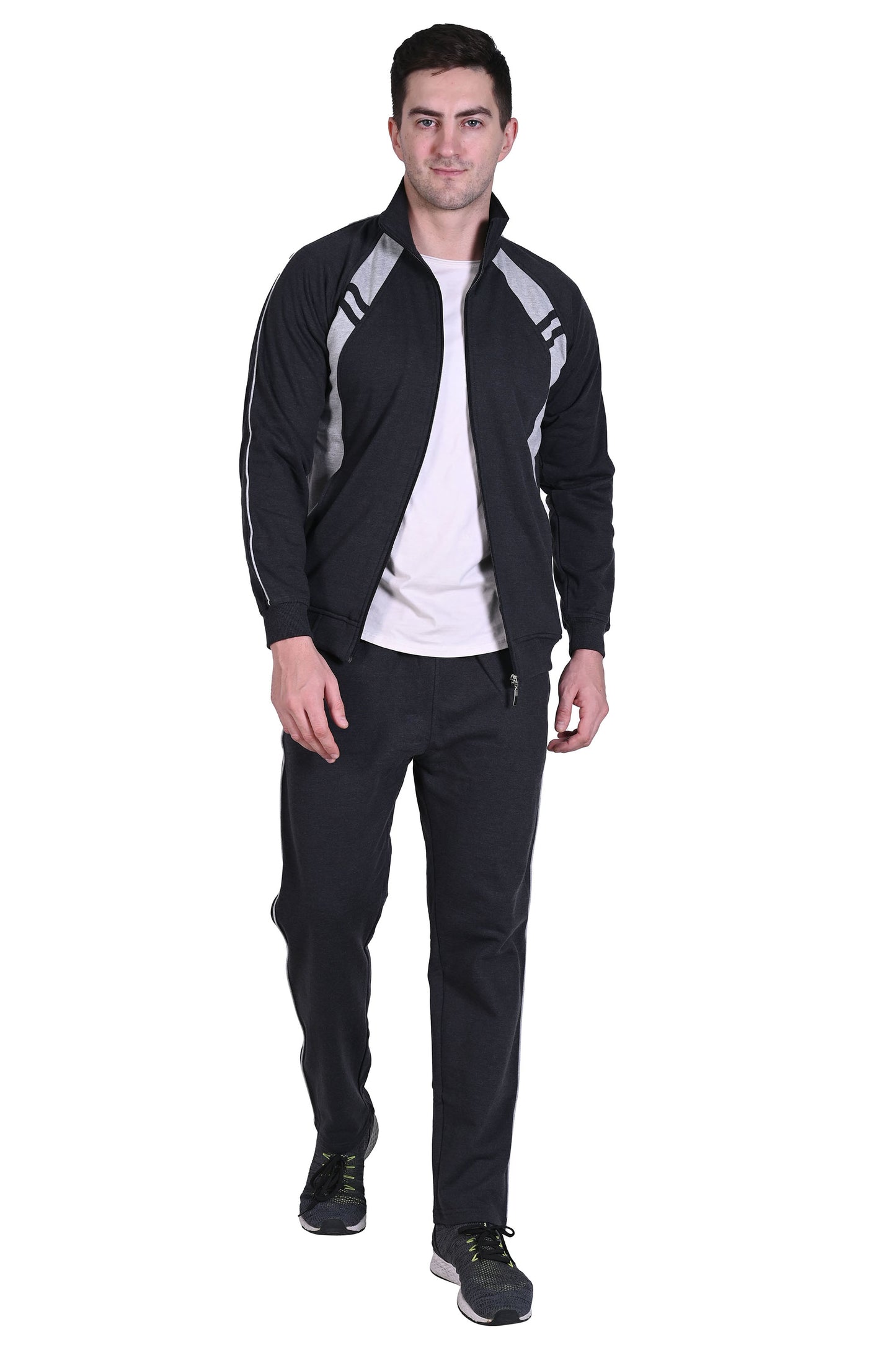 Warm Cotton Fleece Track Suit For Men For Winter Wear With Full Zipper