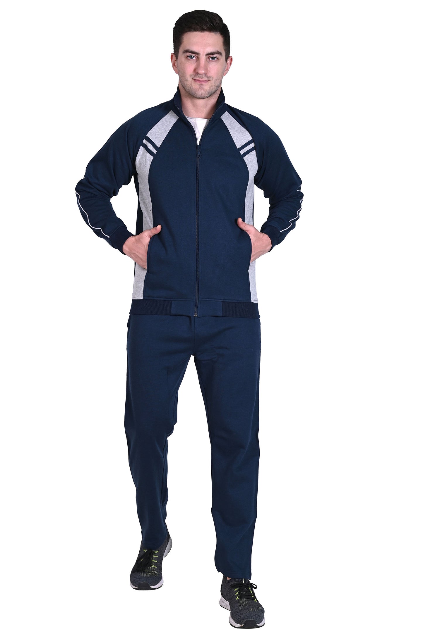 Warm Cotton Fleece Track Suit For Men For Winter Wear With Full Zipper