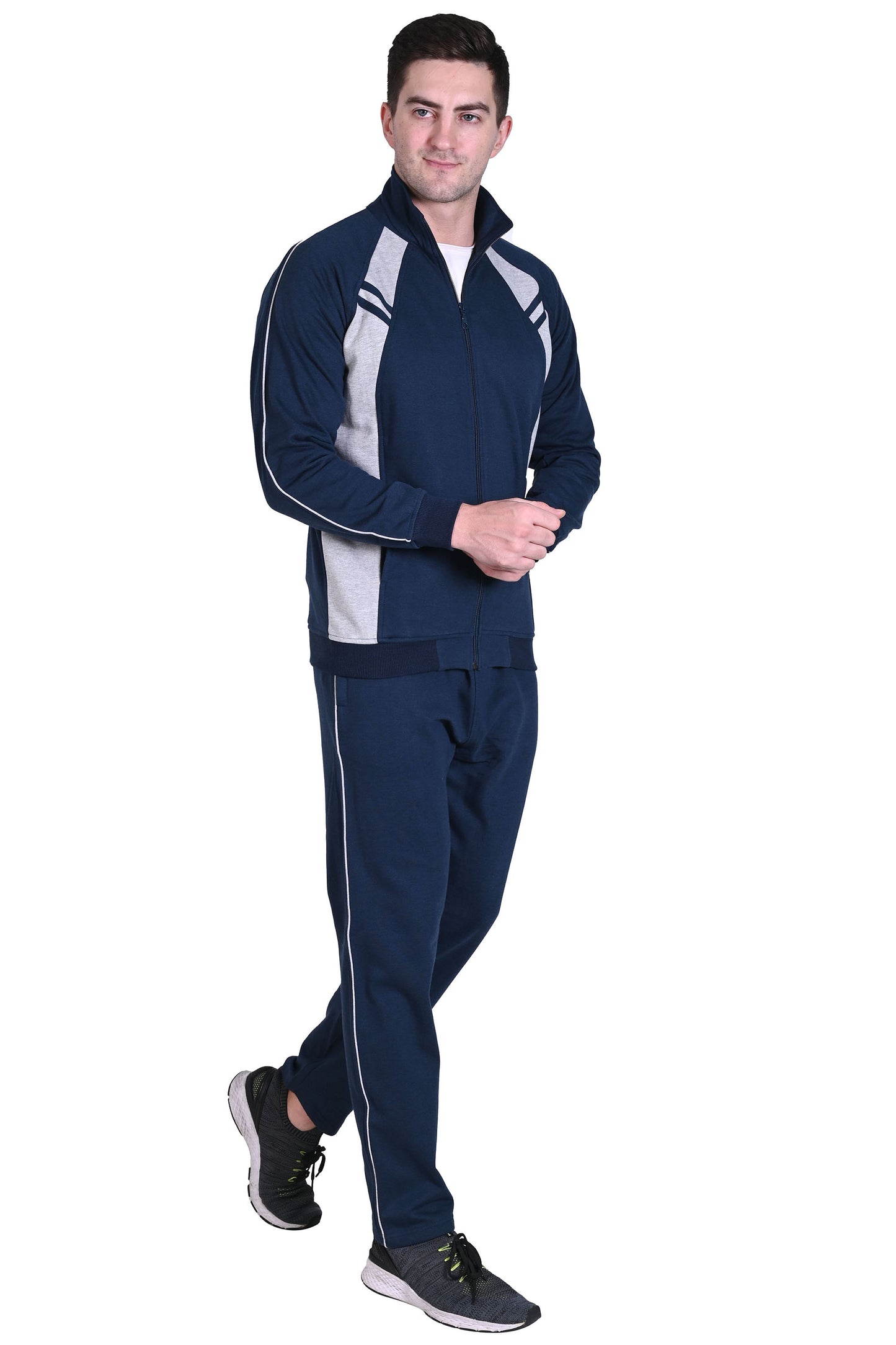 Warm Cotton Fleece Track Suit For Men For Winter Wear With Full Zipper