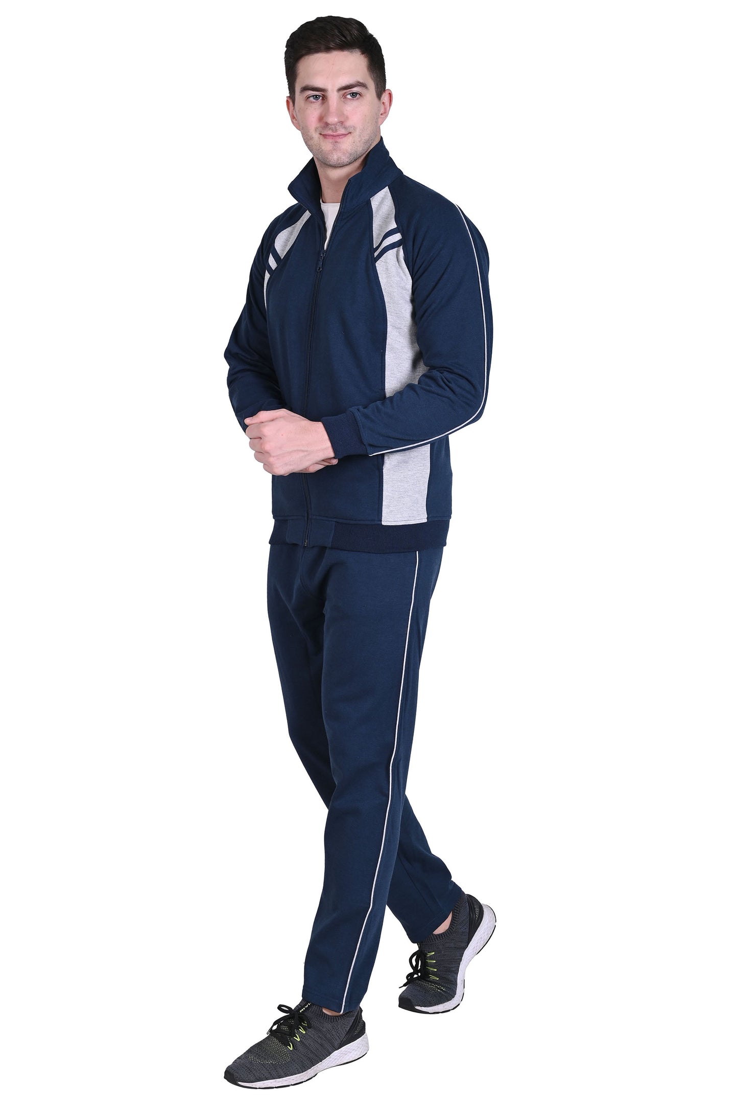 Warm Cotton Fleece Track Suit For Men For Winter Wear With Full Zipper