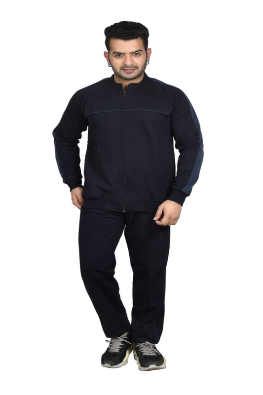 Warm Cotton Fleece Track Suit For Men For Winter Wear With Full Zipper
