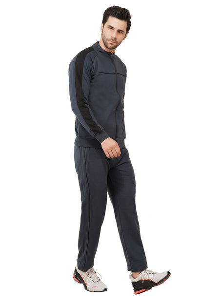 Warm Cotton Fleece Track Suit For Men For Winter Wear With Full Zipper
