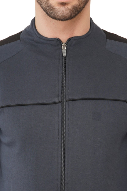 Warm Cotton Fleece Track Suit For Men For Winter Wear With Full Zipper