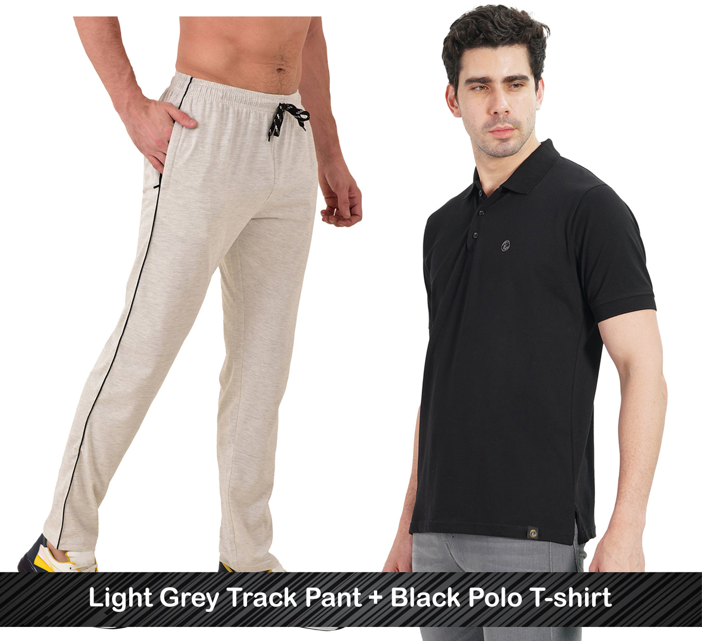 Combo - Cotton Polo T-shirt & Track Pants for Men