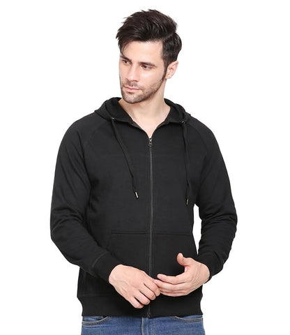 Cotton Fleece Hooded Hoodie for Winter with Stylish Kangaroo Pocket Full Sleeves Zipper Sweatshirt