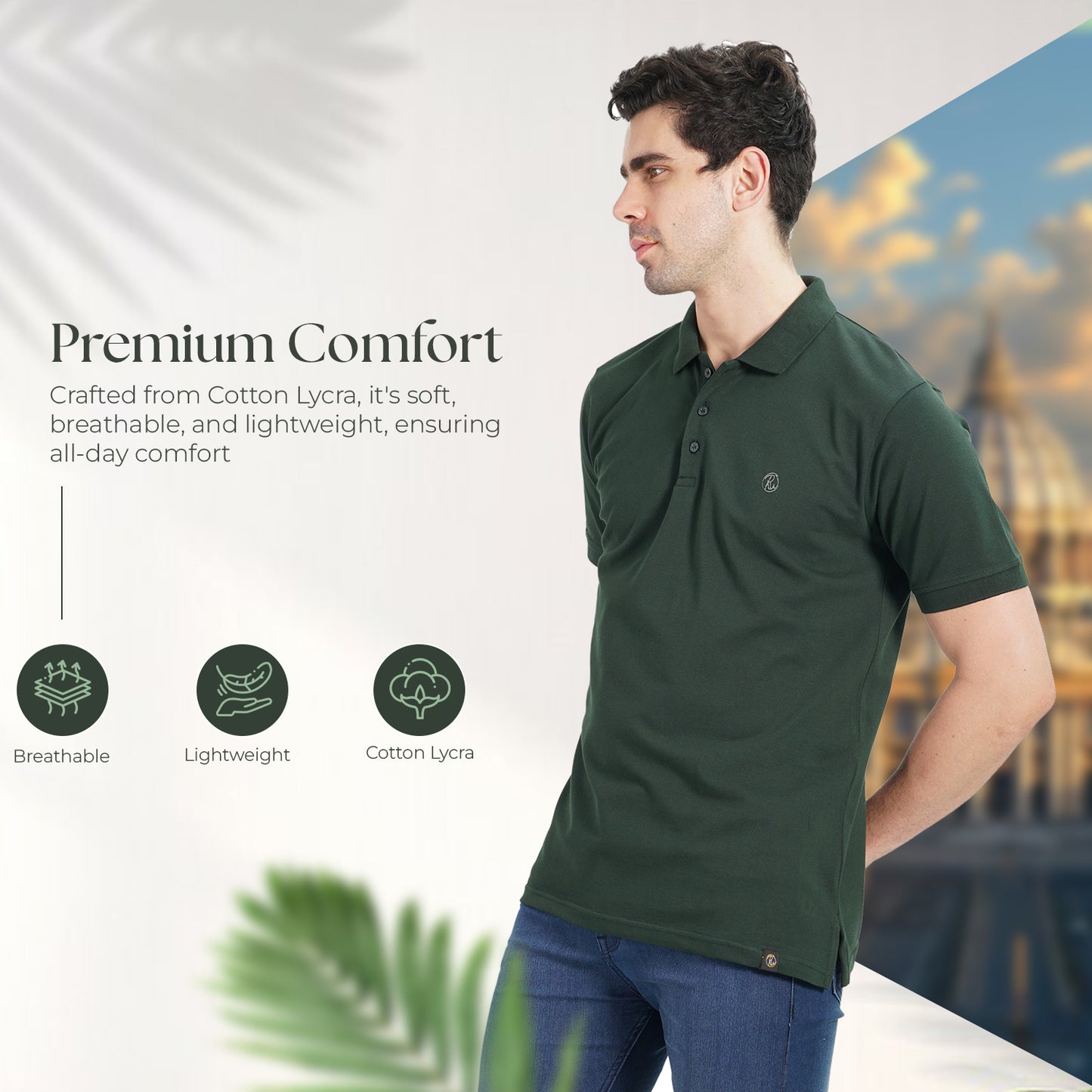 Royal Look Cotton Lycra Premium Polo T-Shirt for Men (Red)