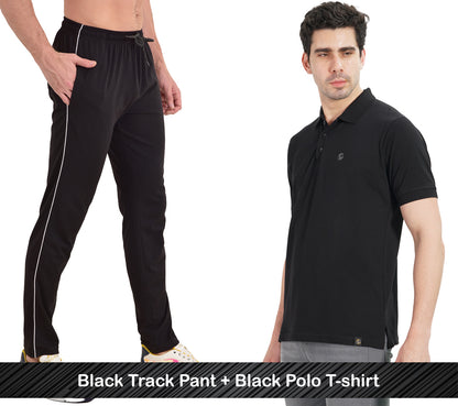 Combo - Cotton Polo T-shirt & Track Pants for Men