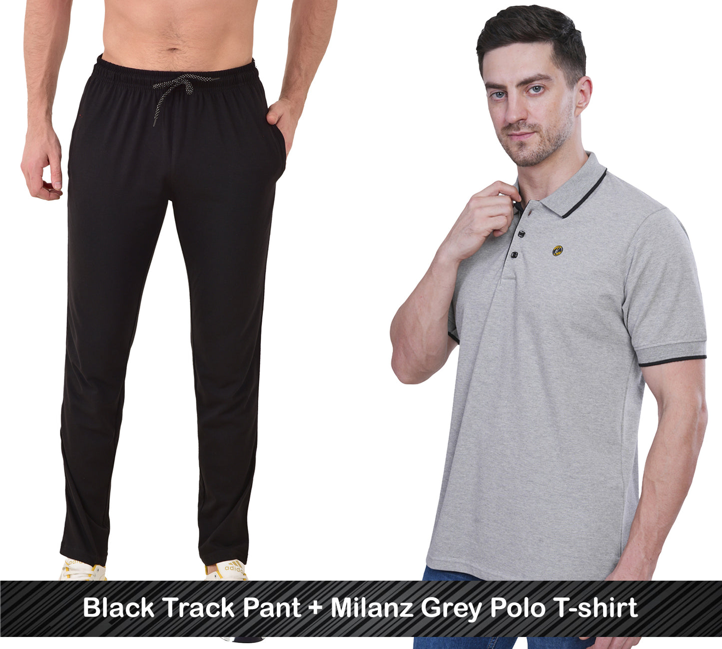 Combo - Cotton Polo T-shirt & Track Pants for Men