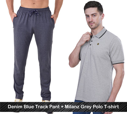 Combo - Cotton Polo T-shirt & Track Pants for Men