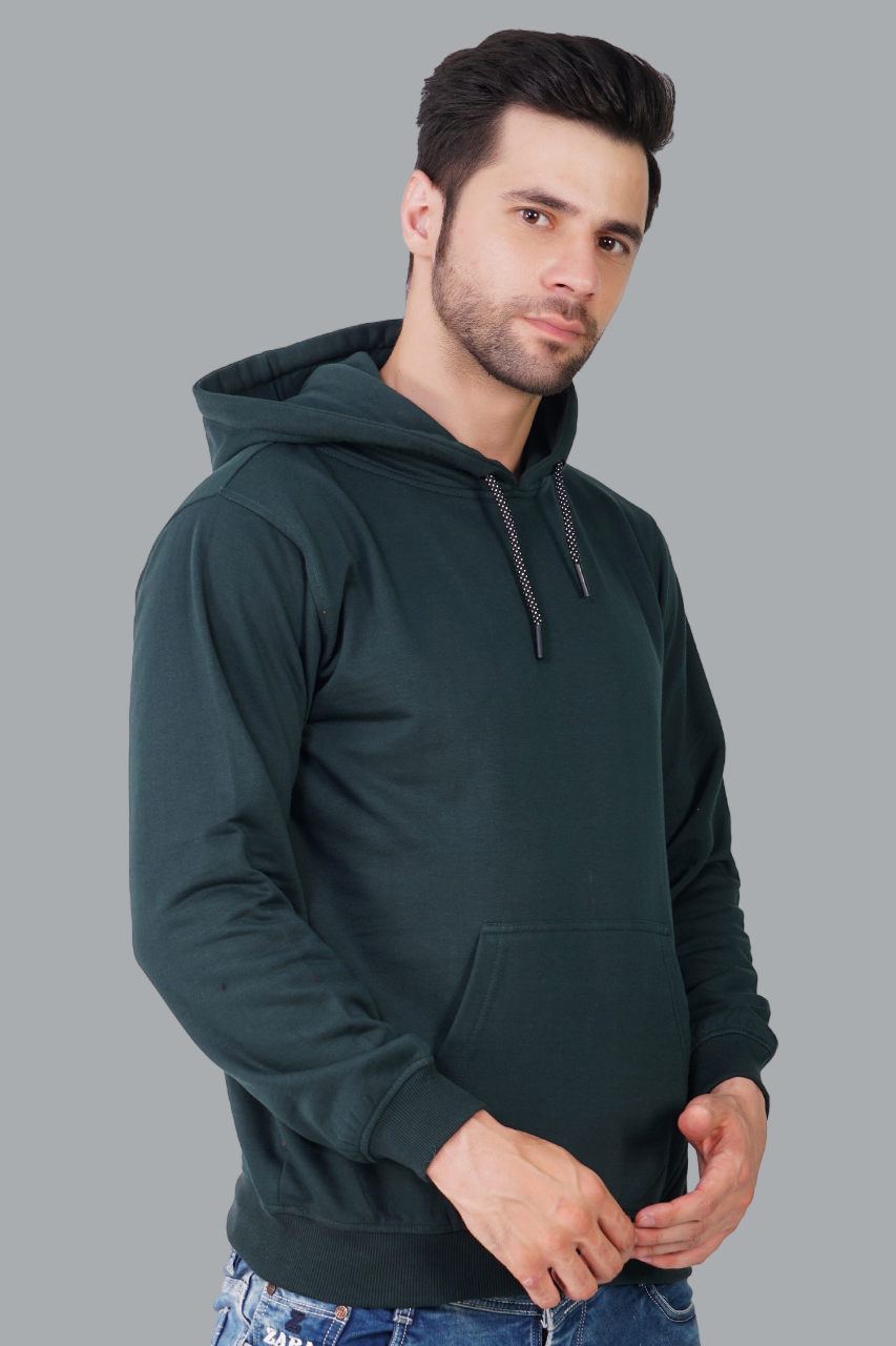 Cotton Fleece Hooded Hoodie for Winter with Stylish Kangaroo Pocket Full Sleeves Sweatshirt