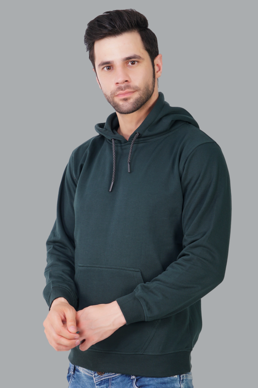 Cotton Fleece Hooded Hoodie for Winter with Stylish Kangaroo Pocket Full Sleeves Sweatshirt