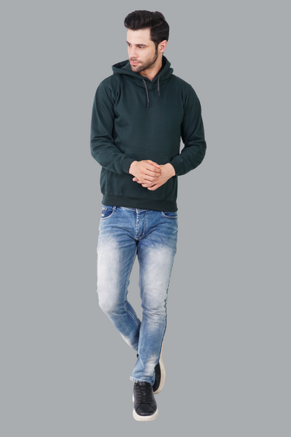Cotton Fleece Hooded Hoodie for Winter with Stylish Kangaroo Pocket Full Sleeves Sweatshirt