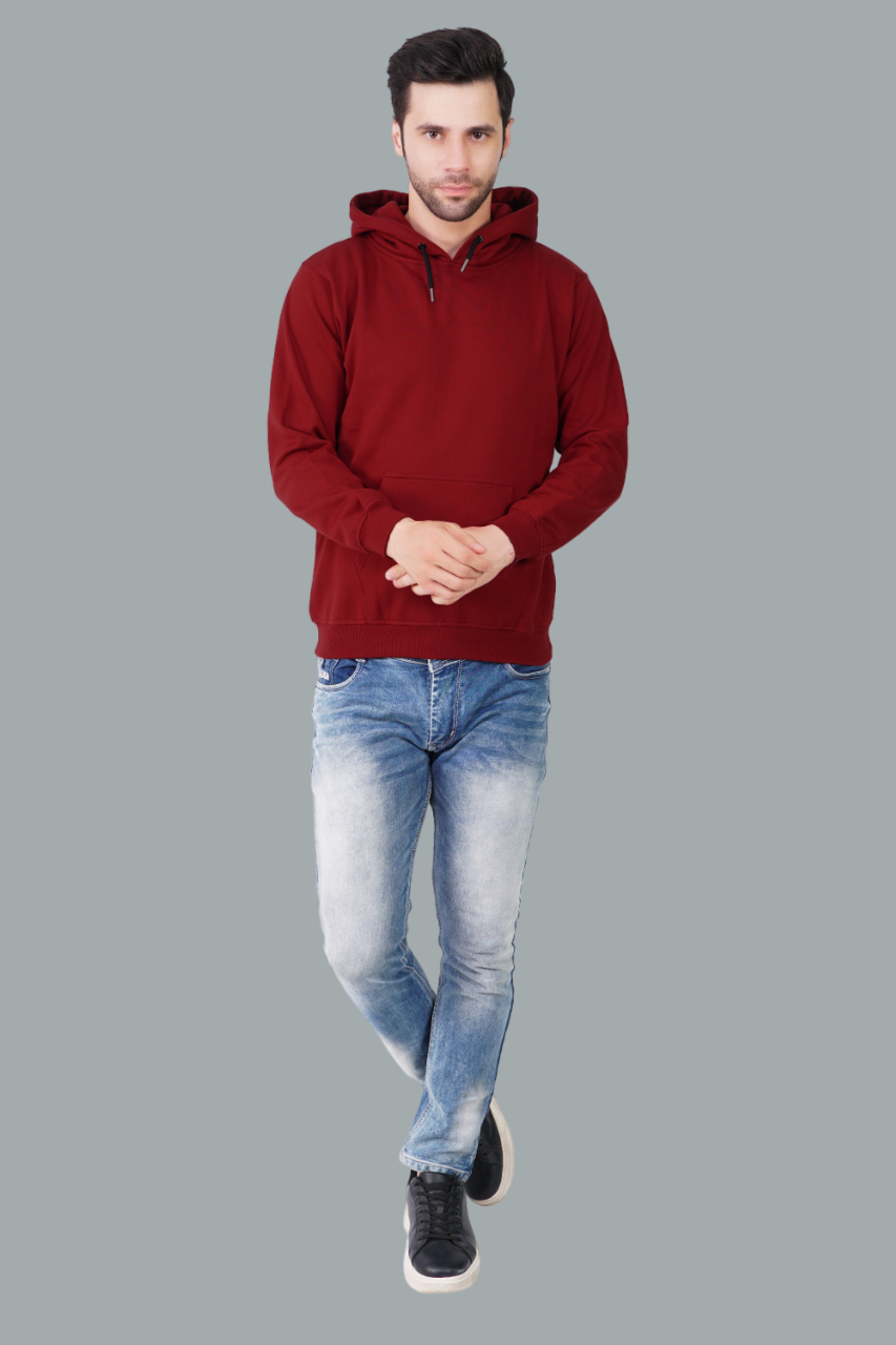 Cotton Fleece Hooded Hoodie for Winter with Stylish Kangaroo Pocket Full Sleeves Sweatshirt