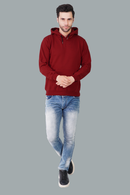 Cotton Fleece Hooded Hoodie for Winter with Stylish Kangaroo Pocket Full Sleeves Sweatshirt